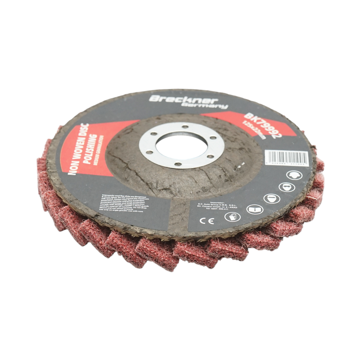 Disc abraziv lamelar netesut 125x22mm, granulatie medie pentru polisare si finisare Breckner Germany – imagine 2