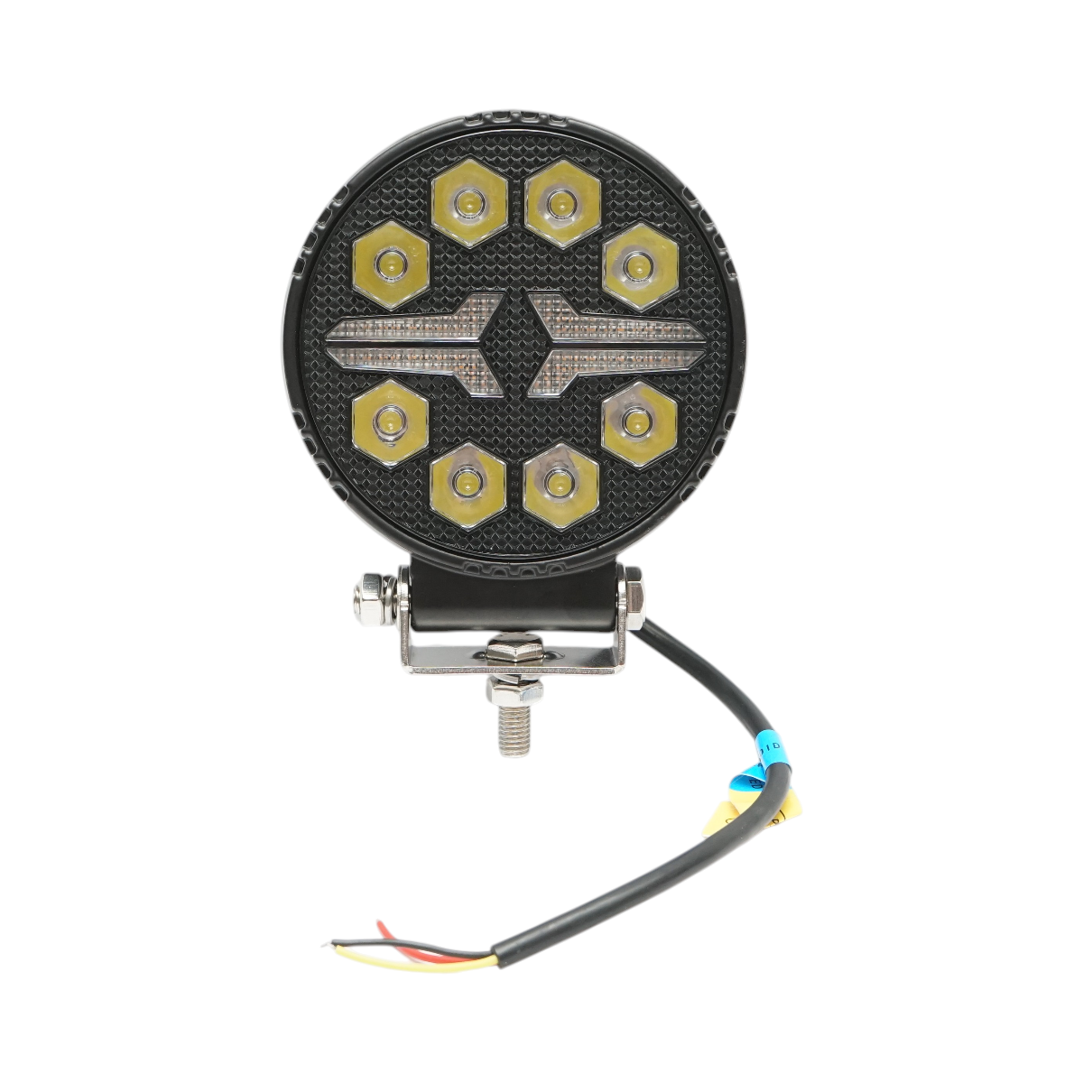 Proiector rotund LED cu DRL 9-36V, 20W alb-galben, carcasa aluminiu 108x108x40mm IP68 Breckner Germany