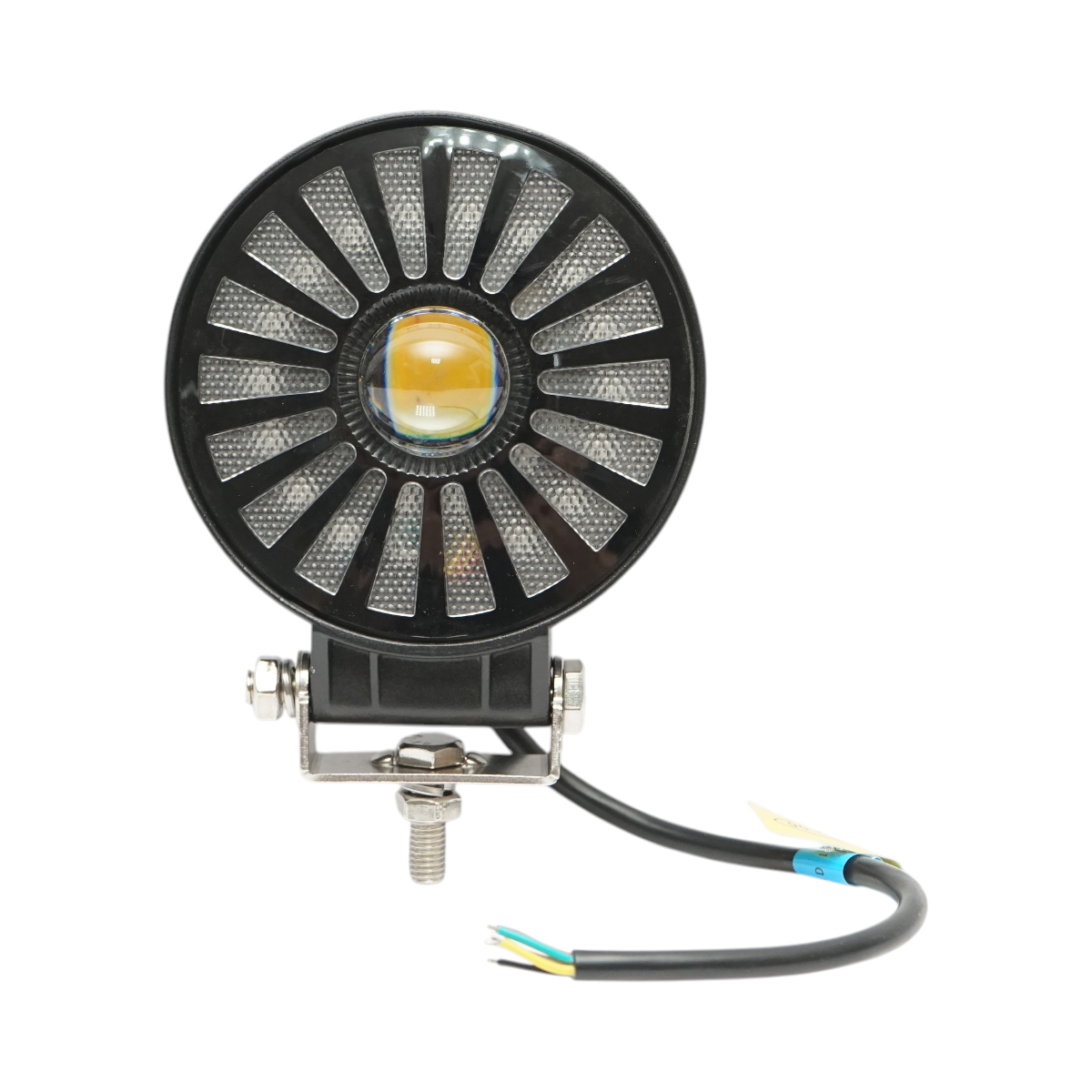 Proiector rotund LED cu DRL 9-36V, 17W alb-rosu-galben, carcasa aluminiu 108x108x38mm IP68 Breckner Germany