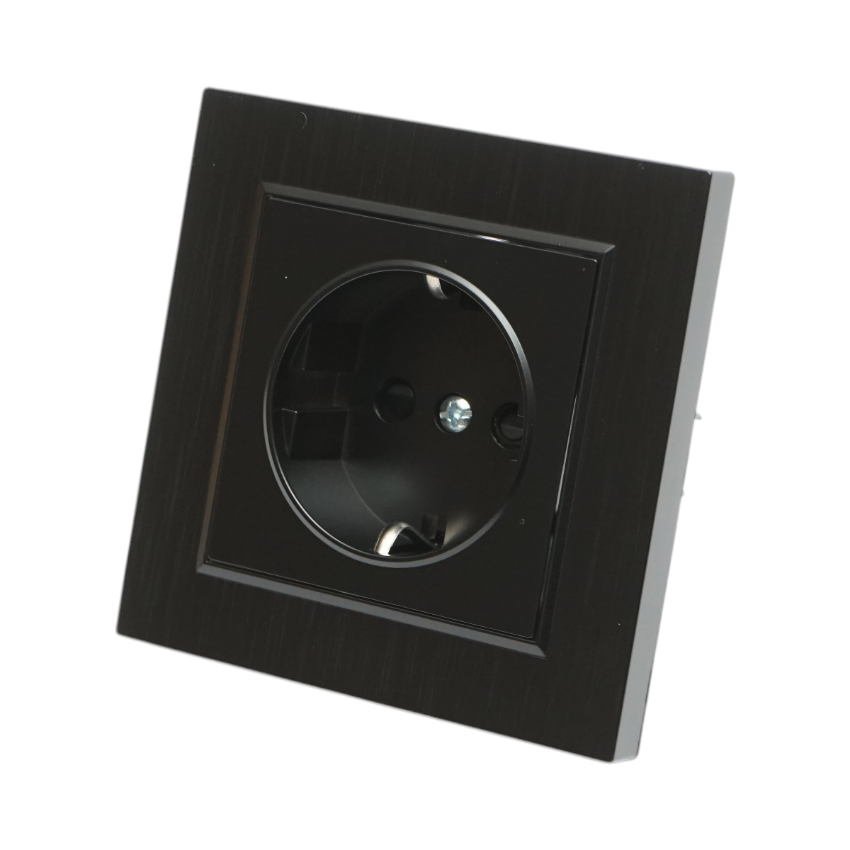 Priza schuko neagra incastrata 220V, 16A, ABS 80x80mm