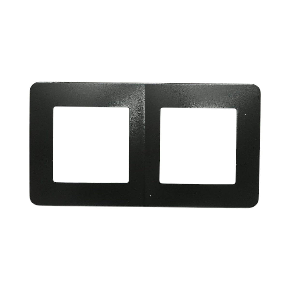 Rama dubla neagra PC priza si intrerupator 150x83mm