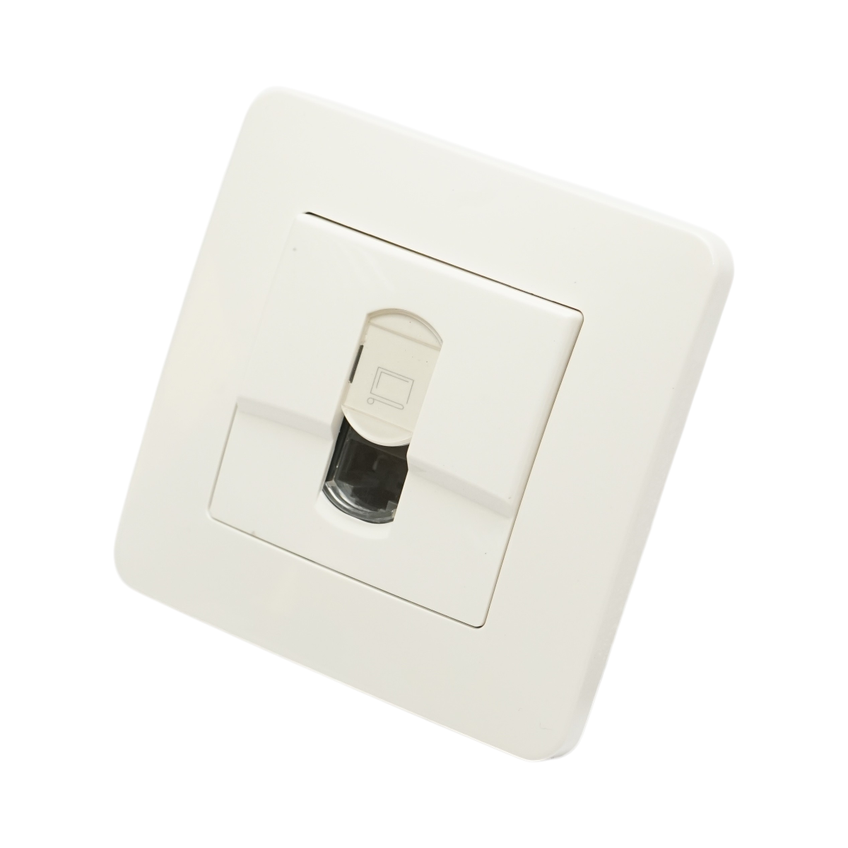Priza internet RJ45 alba incastrata PC 80x80mm
