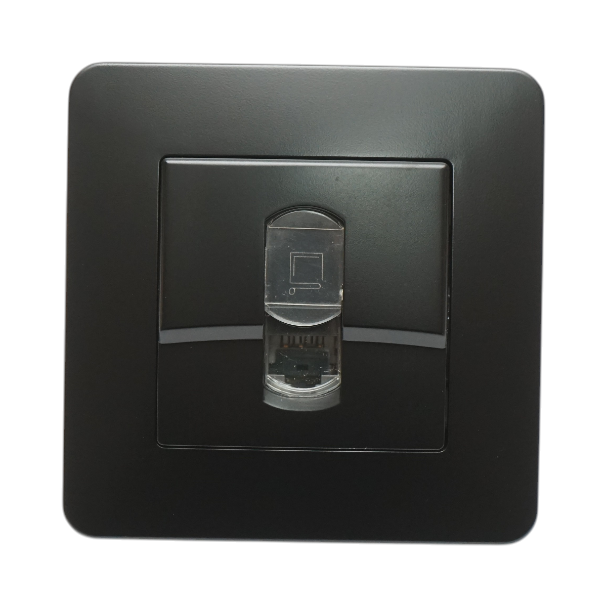 Priza internet RJ45 neagra incastrata PC 80x80mm – imagine 2