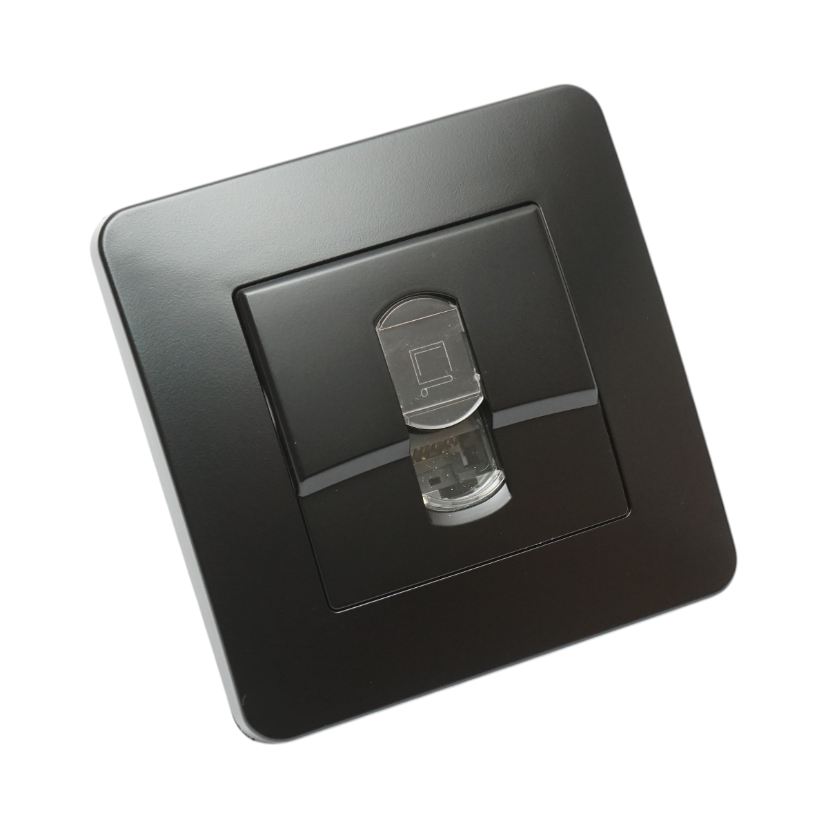 Priza internet RJ45 neagra incastrata PC 80x80mm – imagine 4