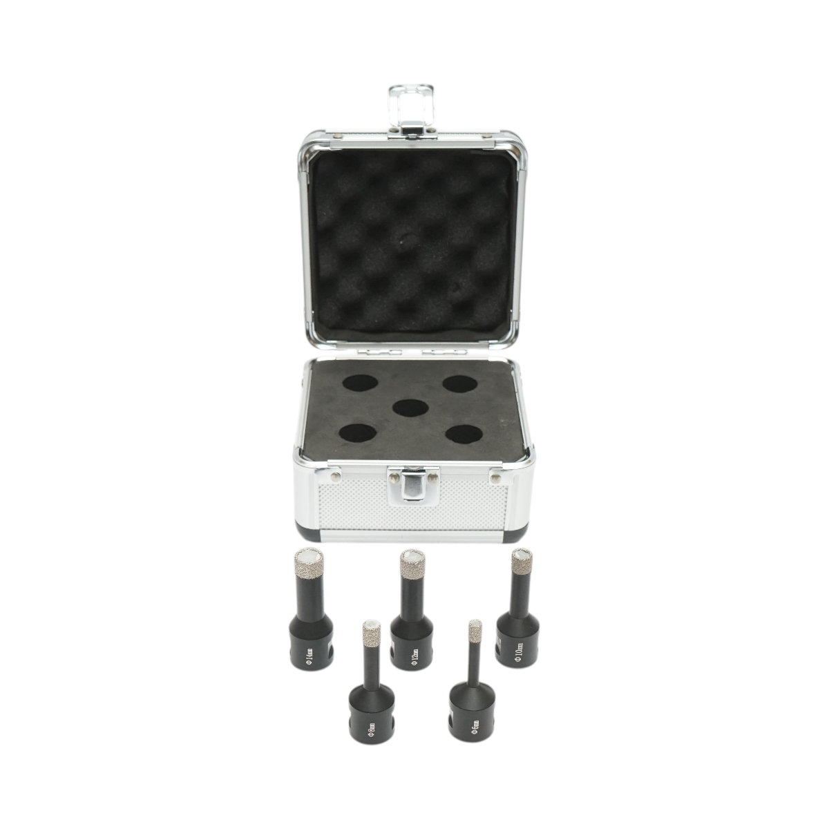 Set 5 carote diamantate 6, 8, 10, 12, 14mm, filet interior M14 pentru placi ceramice, marmura, granit Breckner Germany – imagine 2