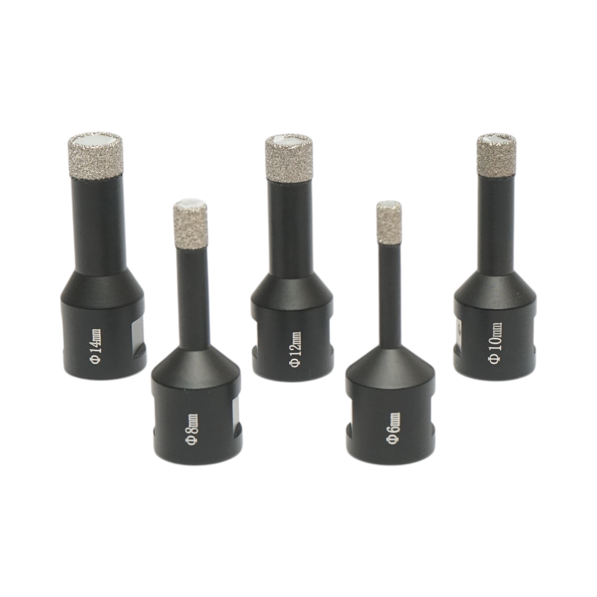 Set 5 carote diamantate 6, 8, 10, 12, 14mm, filet interior M14 pentru placi ceramice, marmura, granit Breckner Germany – imagine 4