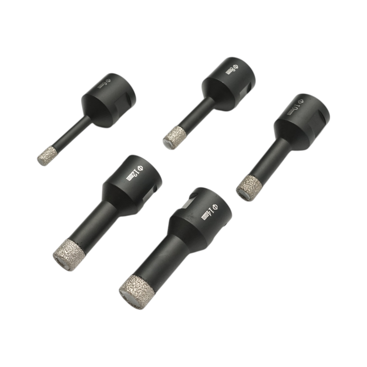 Set 5 carote diamantate 6, 8, 10, 12, 14mm, filet interior M14 pentru placi ceramice, marmura, granit Breckner Germany – imagine 5