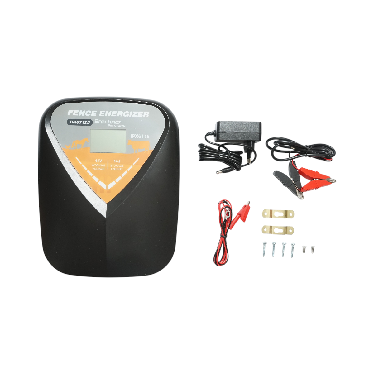 Aparat generator de impulsuri 14 Joule, 12V/220V, 140 km cu afisaj LCD pentru gard electric IPX6 Breckner Germany