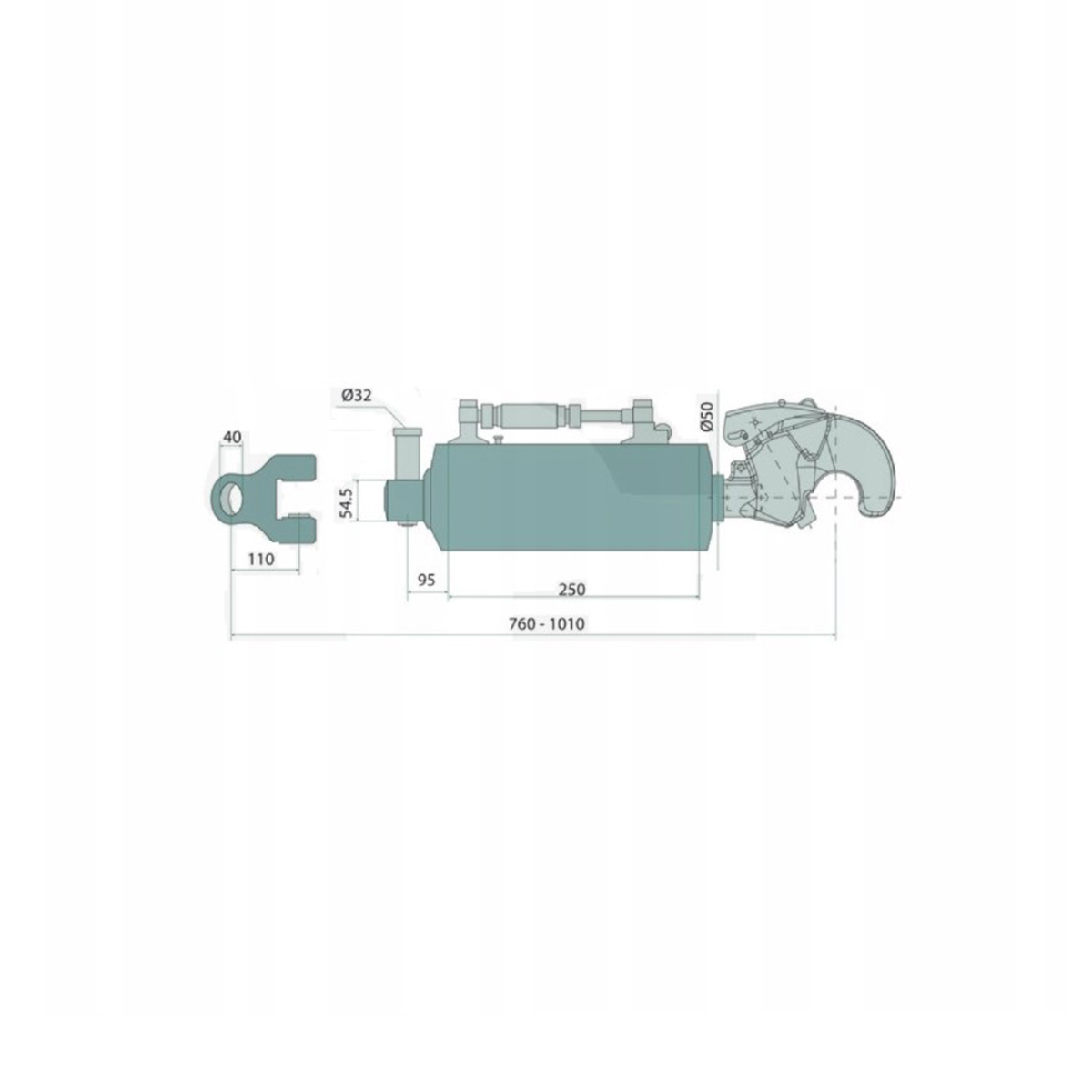 Tirant central reglabil hidraulic 760-1010mm, categoria 3-3, cupla rapida, cursa 250mm, bolt 40mm, tija 50mm – imagine 6