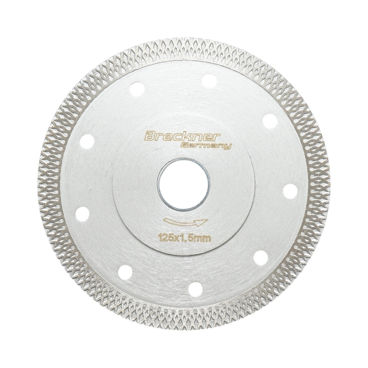 Disc diamantat turbo continuu 125x1.5x22.23mm, taiere umeda/uscata pentru ceramica dura, gresie, faianta Breckner Germany