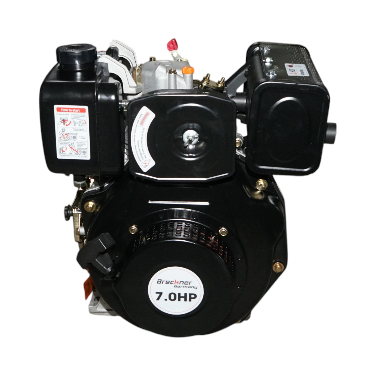 Motor diesel 7CP 178F, 296cc, turatie 3600rpm, ax rotund filetat 19.05mm, pornire sfoara Breckner Germany – imagine 4