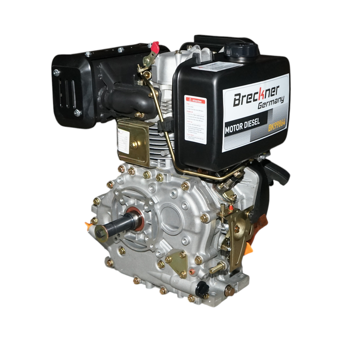 Motor diesel 10CP 186F, 418cc, turatie 3600rpm, ax rotund filetat 25.4mm, pornire sfoara Breckner Germany