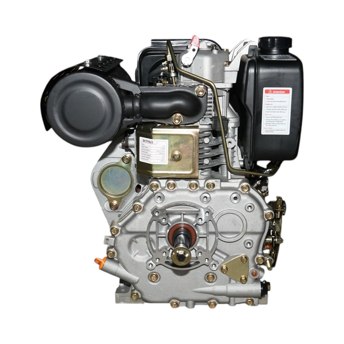 Motor diesel 13CP 192F, 498cc, turatie 3600rpm, ax rotund filetat 25.4mm, pornire sfoara Breckner Germany – imagine 3