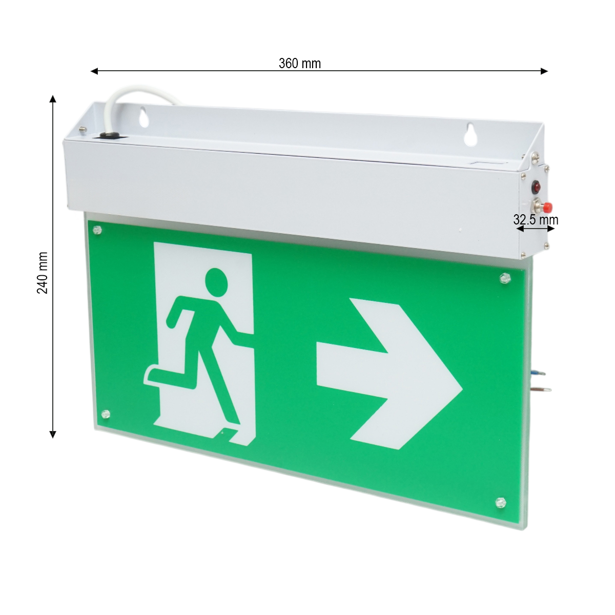 Lampa EXIT LED iesire de urgenta 220V, 3W, baterie Li-ion 1800mAh, montaj aplicat, autonomie 3 ore IP20 – imagine 2