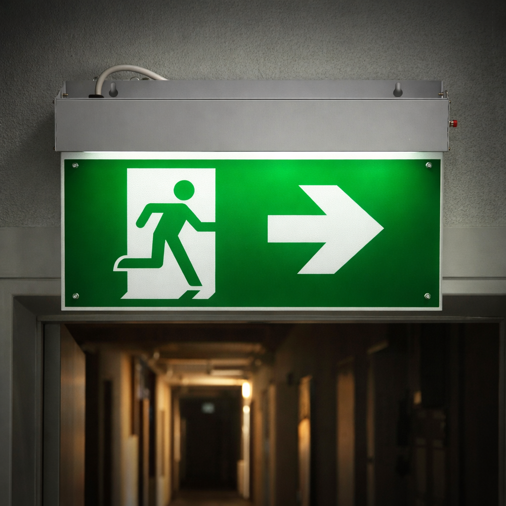 Lampa EXIT LED iesire de urgenta 220V, 3W, baterie Li-ion 1800mAh, montaj aplicat, autonomie 3 ore IP20 – imagine 3