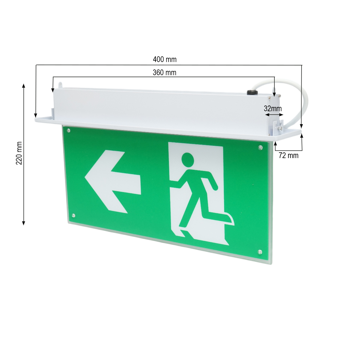 Lampa EXIT LED iesire de urgenta 220V, 3W, baterie Li-ion 1800mAh, montaj incastrat, autonomie 3 ore IP20 – imagine 2