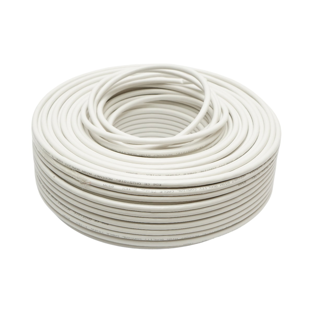 Cablu coaxial RG6 CCTV K-TEX 1mm CCA, ecranat, 75 Ohm, PVC alb 100m/rola