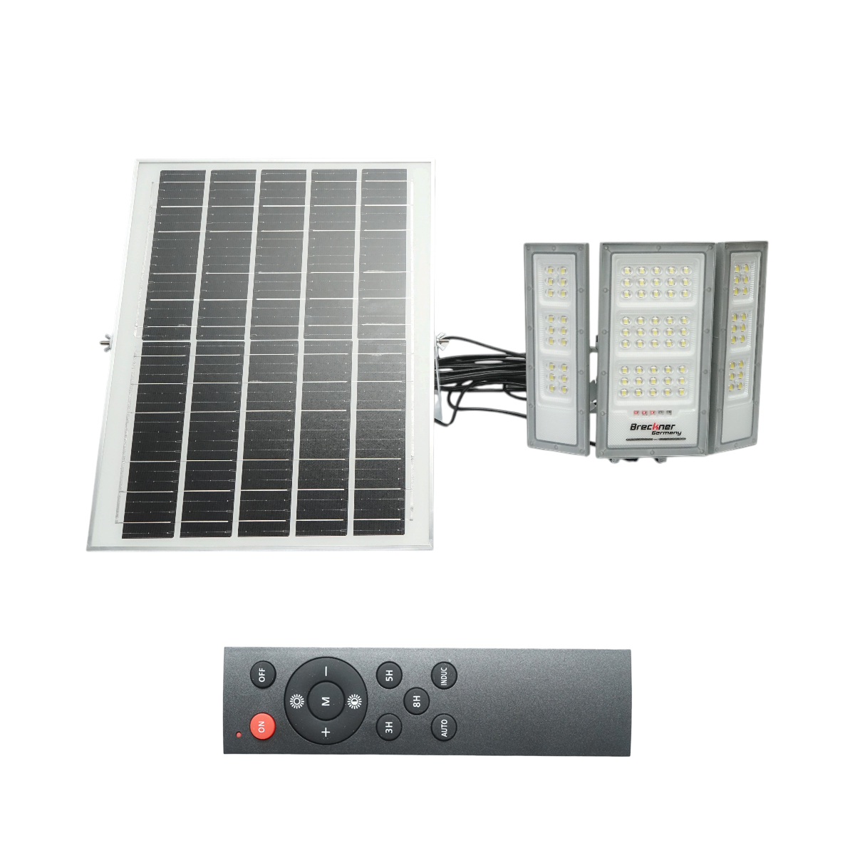 Lampa LED 1300lm, 6500K cu panou solar 25W, baterie LifePO4 3.2V/15Ah si telecomanda IP66 Breckner Germany