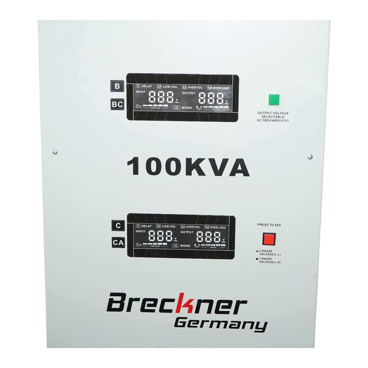 Stabilizator automat de tensiune 100KVA trifazat cu servomotor, bypass, afisaj LCD Breckner Germany – imagine 7