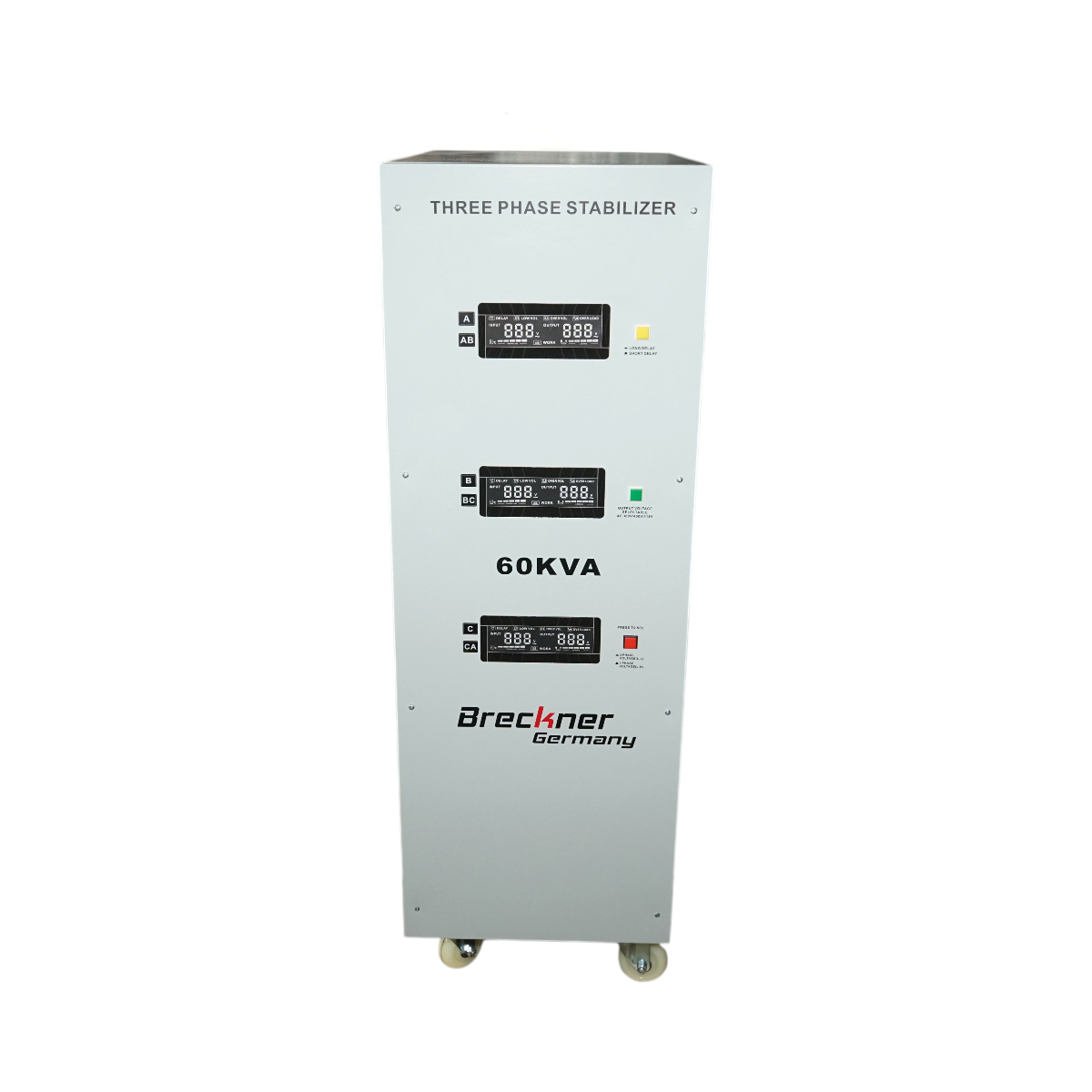 Stabilizator automat de tensiune 60KVA trifazat cu servomotor, bypass, afisaj LCD Breckner Germany