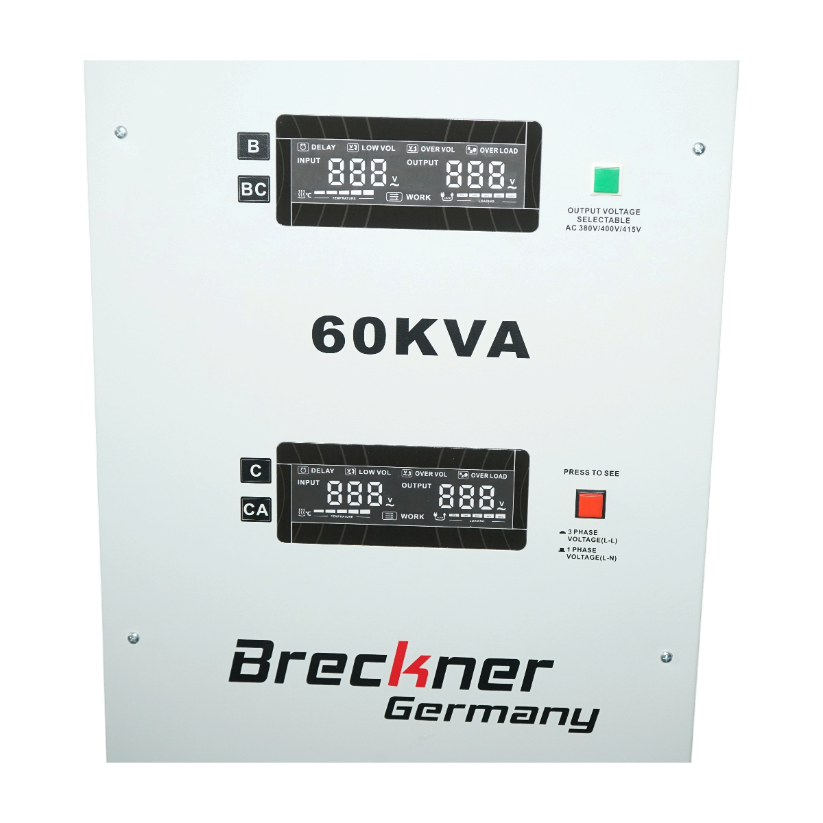 Stabilizator automat de tensiune 60KVA trifazat cu servomotor, bypass, afisaj LCD Breckner Germany – imagine 7