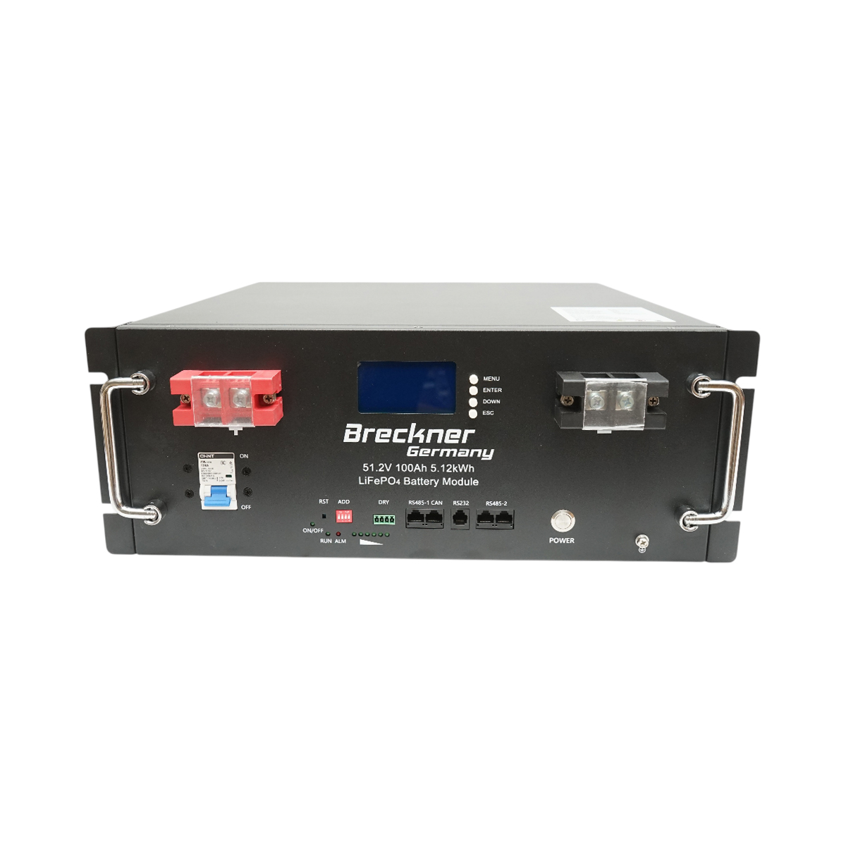 Baterie stocare Li-ion 5.12kWh LiFePO4 51.2V, 100Ah cu BMS, display LCD, conexiune in paralel Breckner Germany