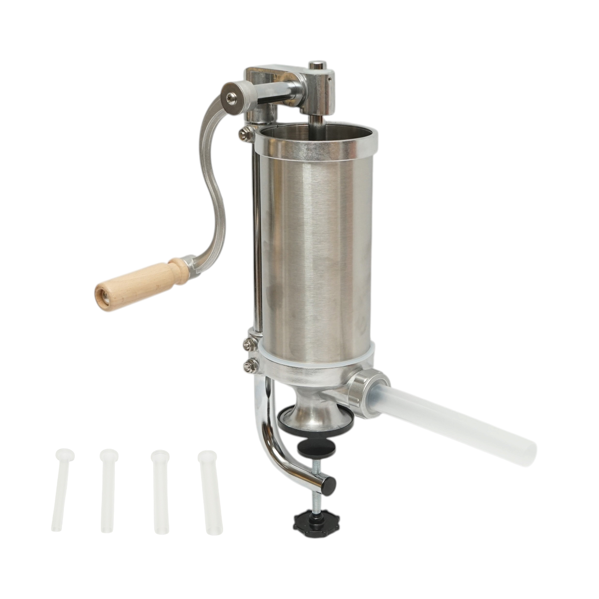 Masina de umplut carnati verticala inox 1.25kg, 4 palnii 15, 19, 22, 25mm incluse