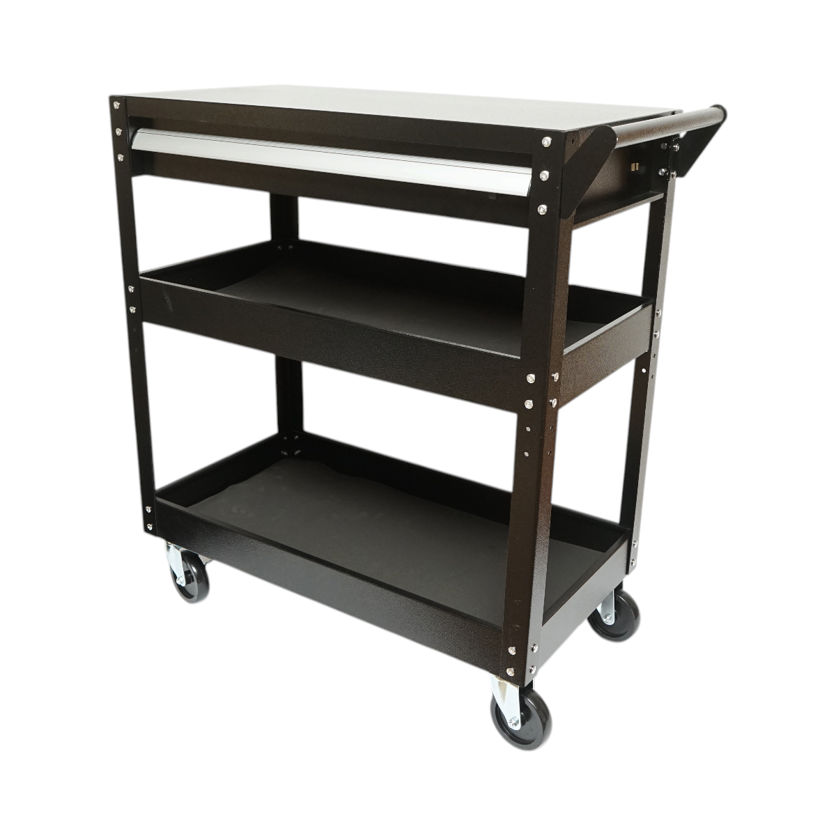 Carucior scule atelier metalic pe roti cu 3 rafturi si 1 sertar 775x410x895mm Breckner Germany