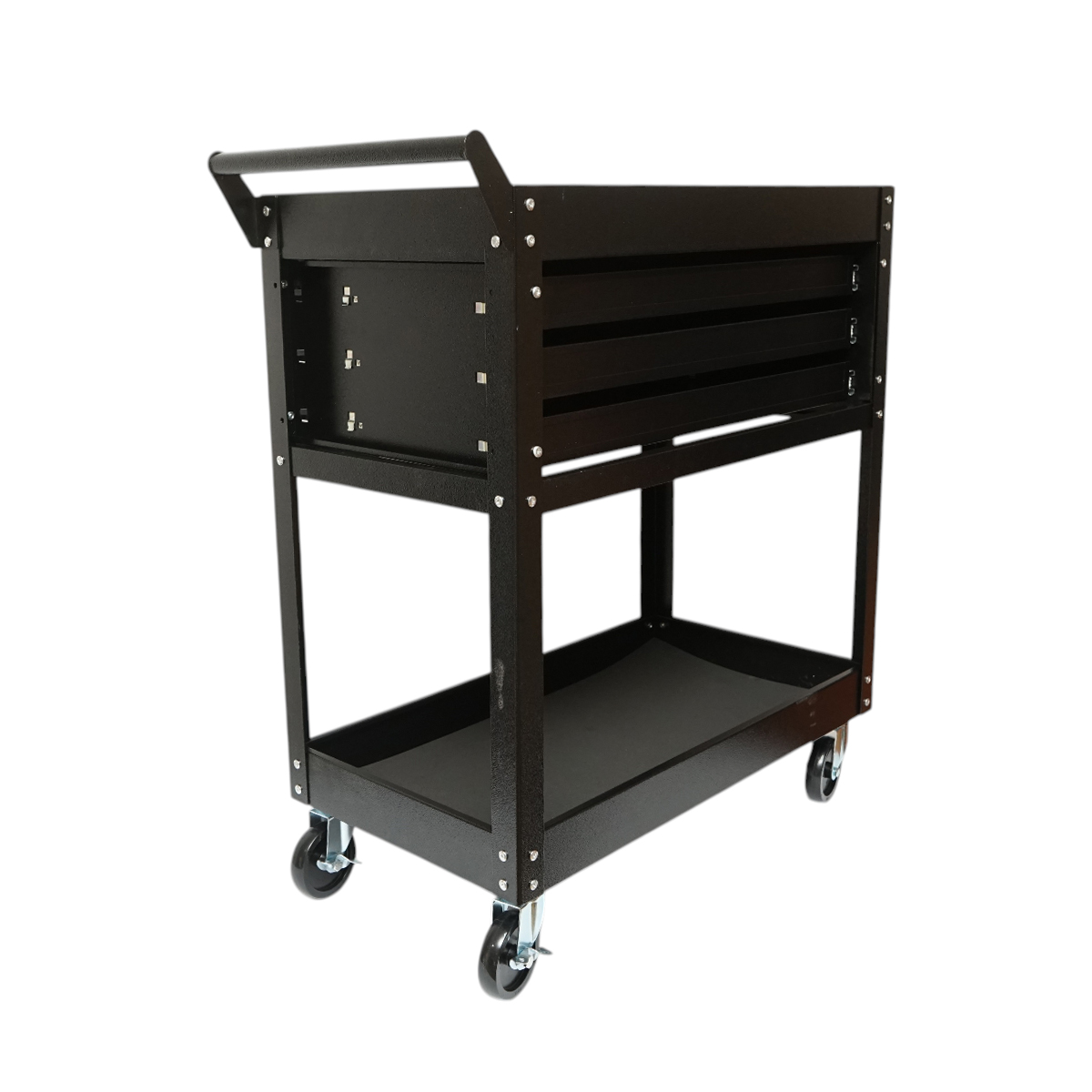 Carucior scule atelier metalic pe roti cu 2 rafturi si 3 sertare 775x410x895mm Breckner Germany – imagine 4