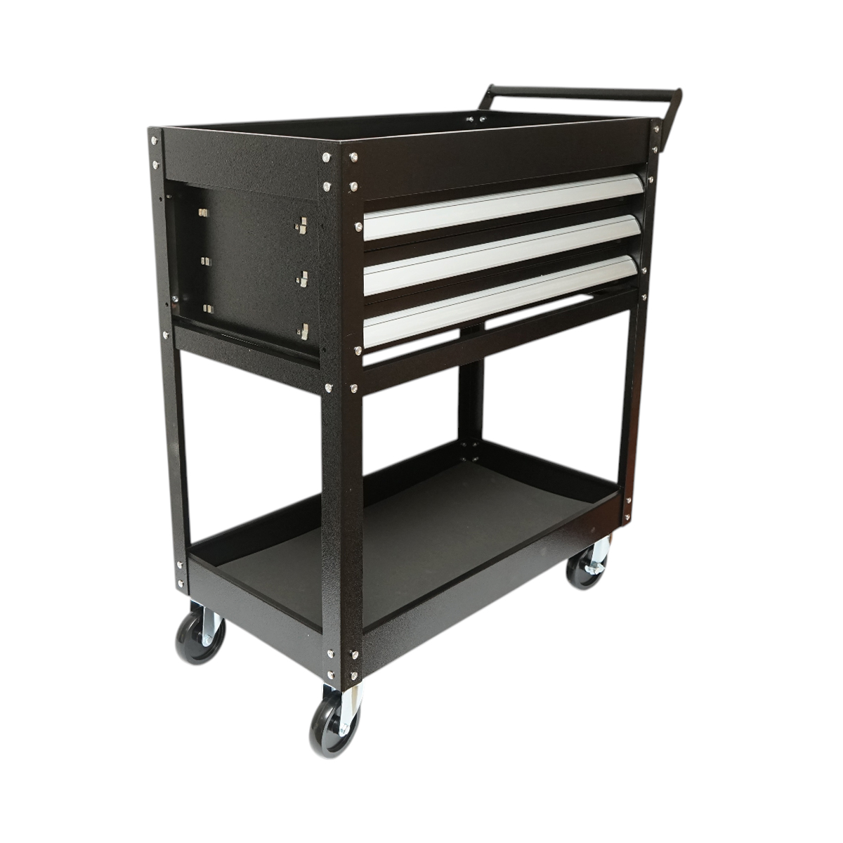 Carucior scule atelier metalic pe roti cu 2 rafturi si 3 sertare 775x410x895mm Breckner Germany – imagine 6