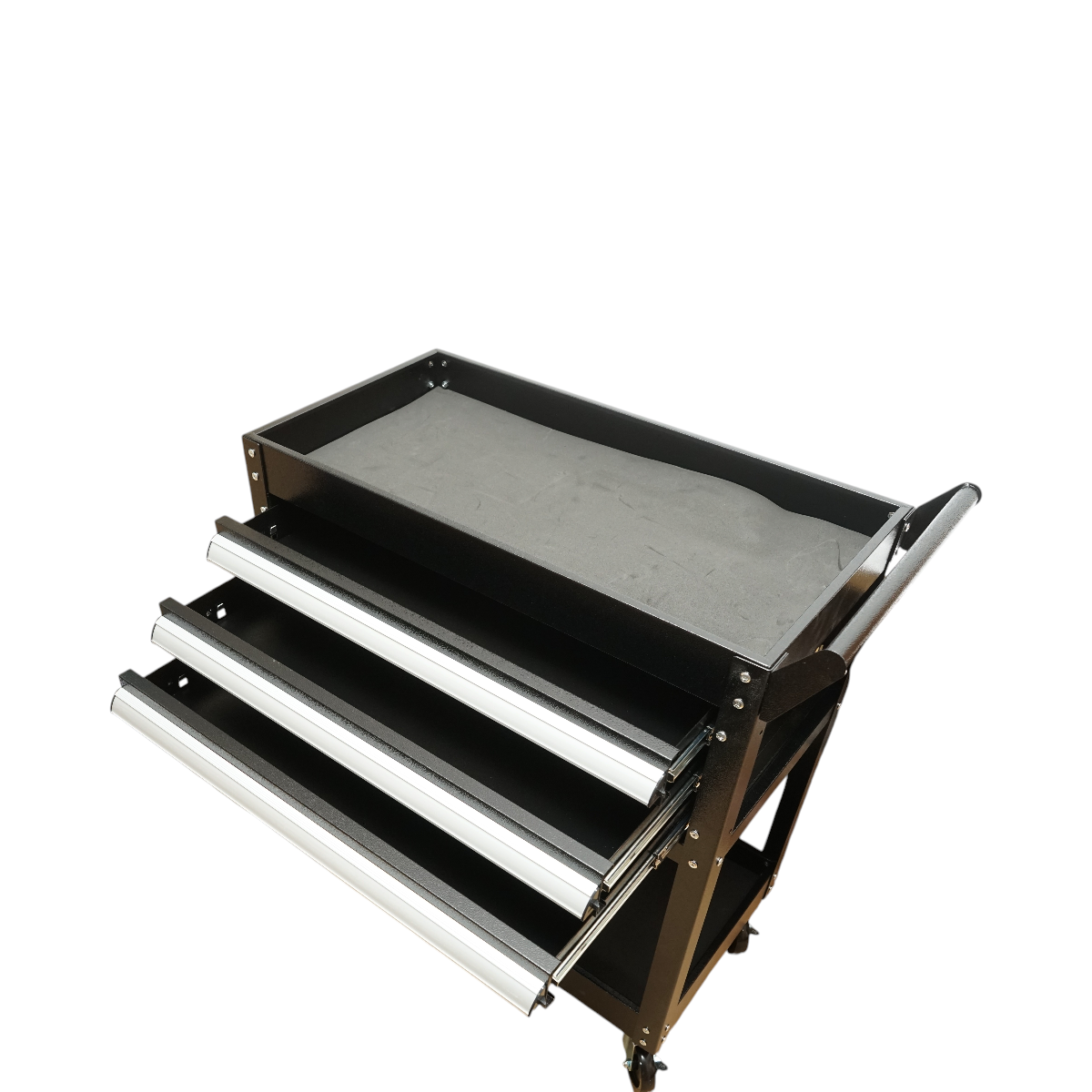 Carucior scule atelier metalic pe roti cu 2 rafturi si 3 sertare 775x410x895mm Breckner Germany – imagine 8