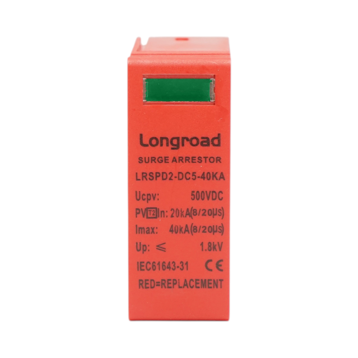Set 2 cartuse descarcator supratensiune sisteme fotovoltaice DC tip C 500VDC 2P 40kA LRSPD2-DC5-40KA Longroad – imagine 2