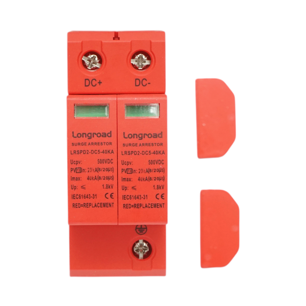 Descarcator supratensiune cu semnalizare sisteme fotovoltaice DC 2P tip C 500VDC LRSPD2-DC5-40KA Longroad