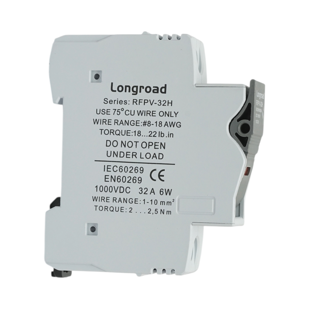 Suport soclu siguranta fuzibila DC fotovoltaic gPV 1P, 1000V, 32A 10x38 RFPV-32H Longroad – imagine 2
