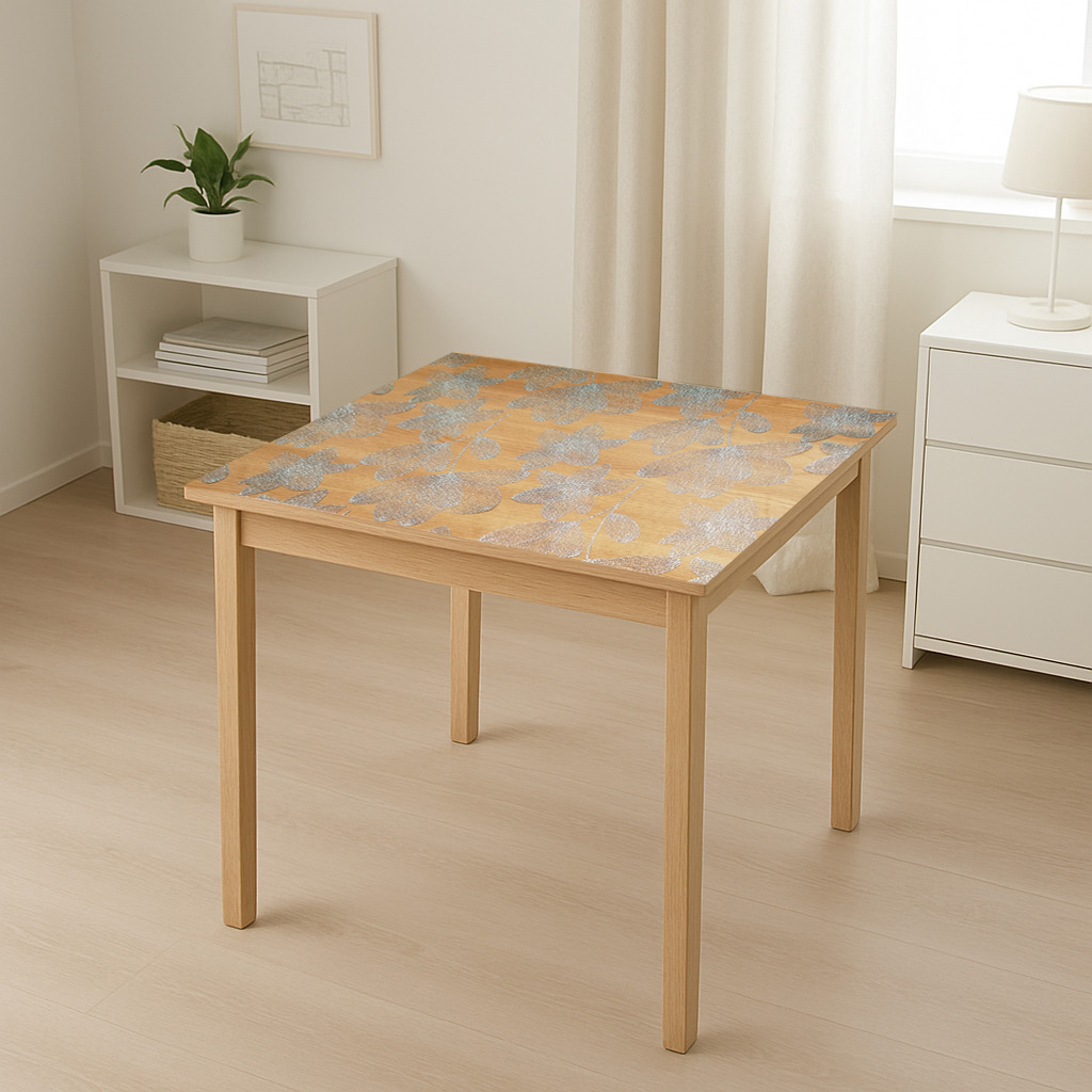 Folie protectie masa transparenta PVC siliconizat 100cm, grosime 0.8mm, model floral 20m/rola Breckner Germany