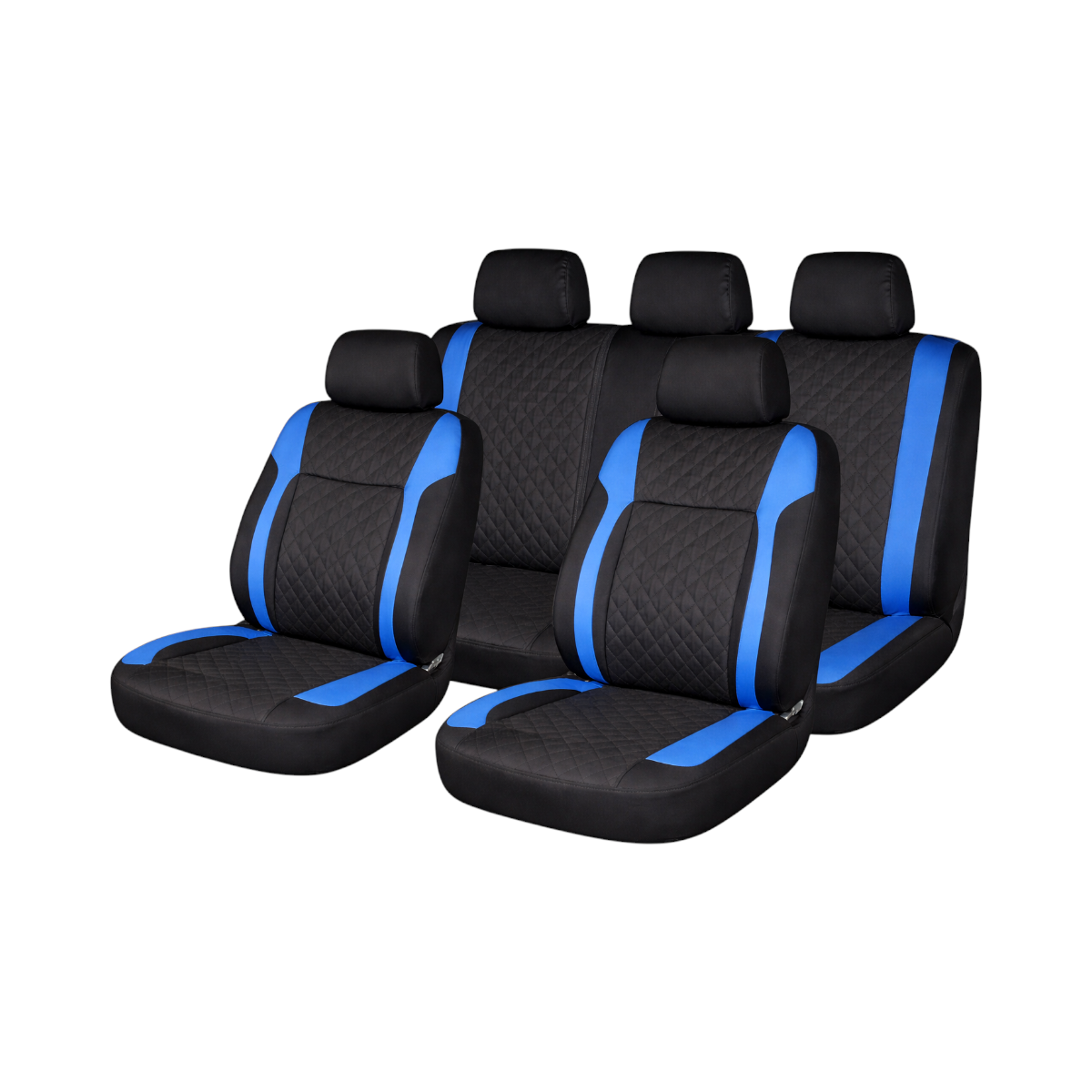 Set huse scaune auto universale Negru-Albastru Diamond 9 piese