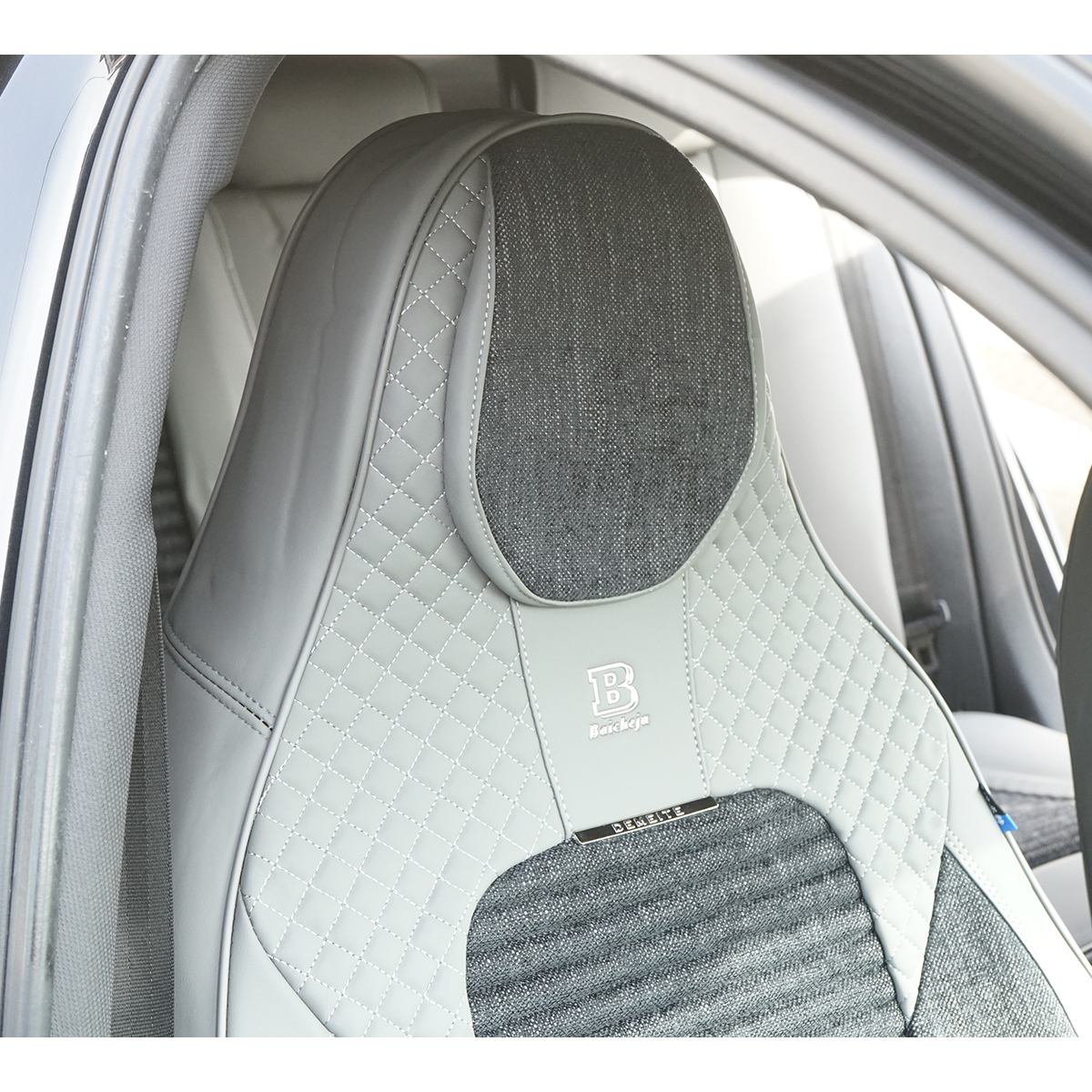 Set huse scaune auto Premium Crem-Gri 9 piese