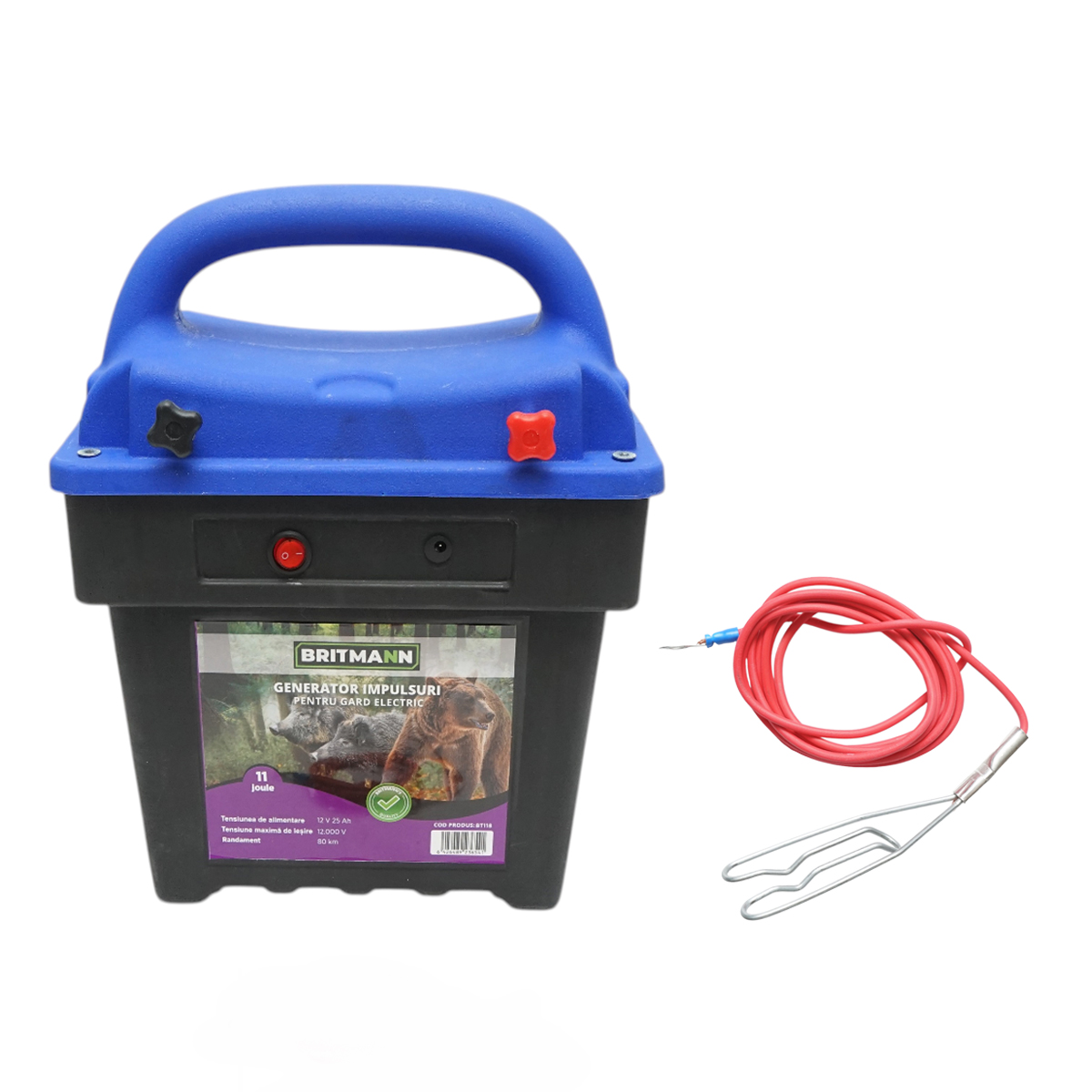 Aparat generator de impulsuri 12V, 11 Joule, 120km pentru gard electric Britmann