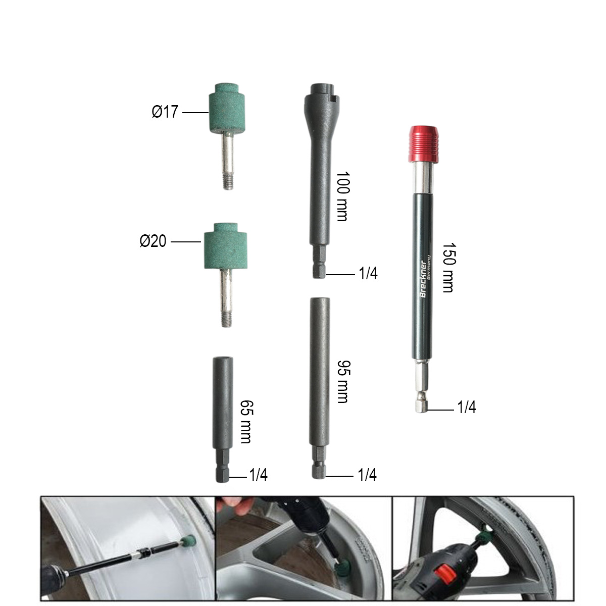Trusa freza curatare locas valva janta auto tubeless 6 piese Breckner Germany – imagine 3