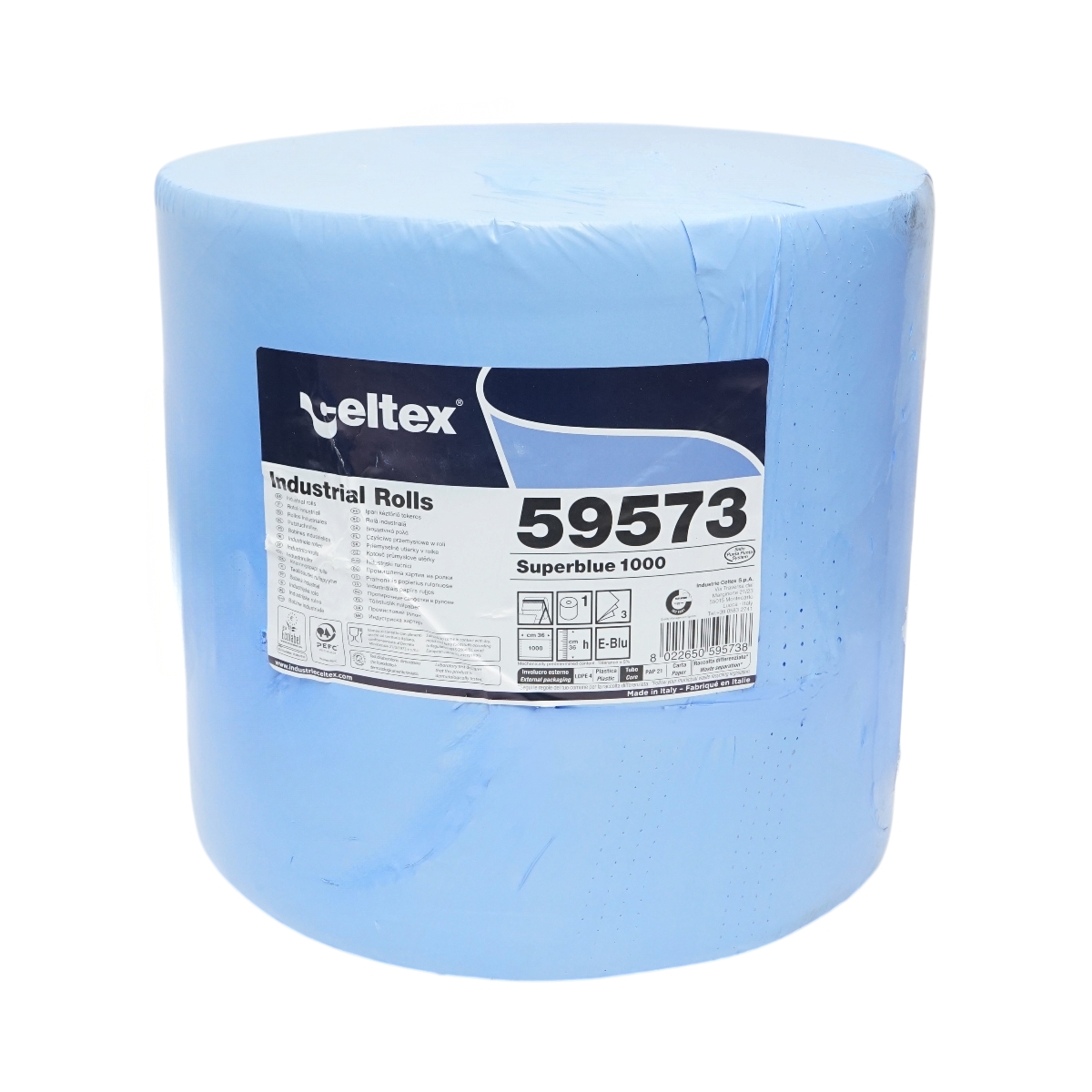 Rola lavete industriale 3 straturi hartie albastra 36x36cm Celtex Superblue 1000 portii/rola 59573