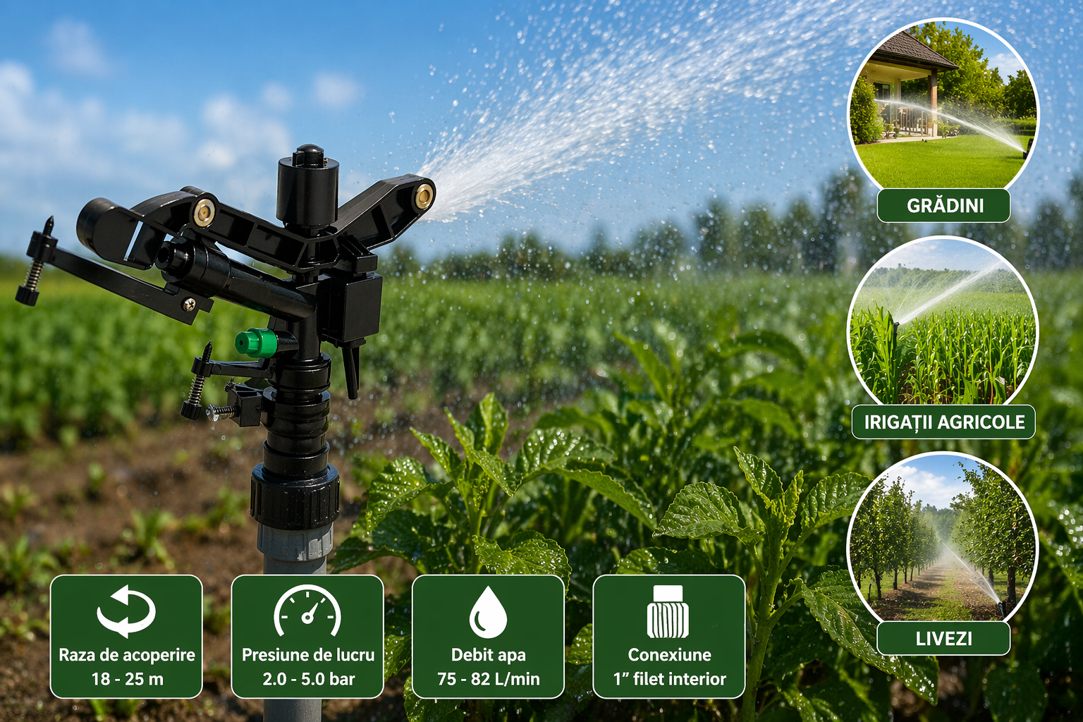 Aspersor impact reglabil 1 inch Breckner Germany