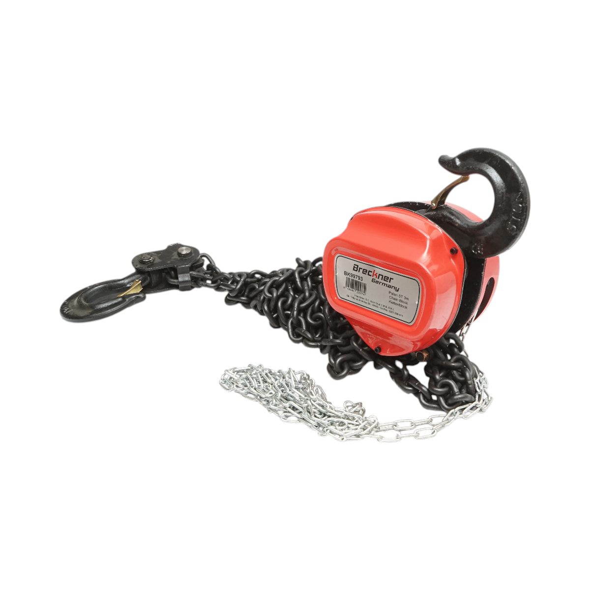 Palan manual cu lant 3m, sarcina maxima 5000kg, carlig cu siguranta 5T Breckner Germany – imagine 3