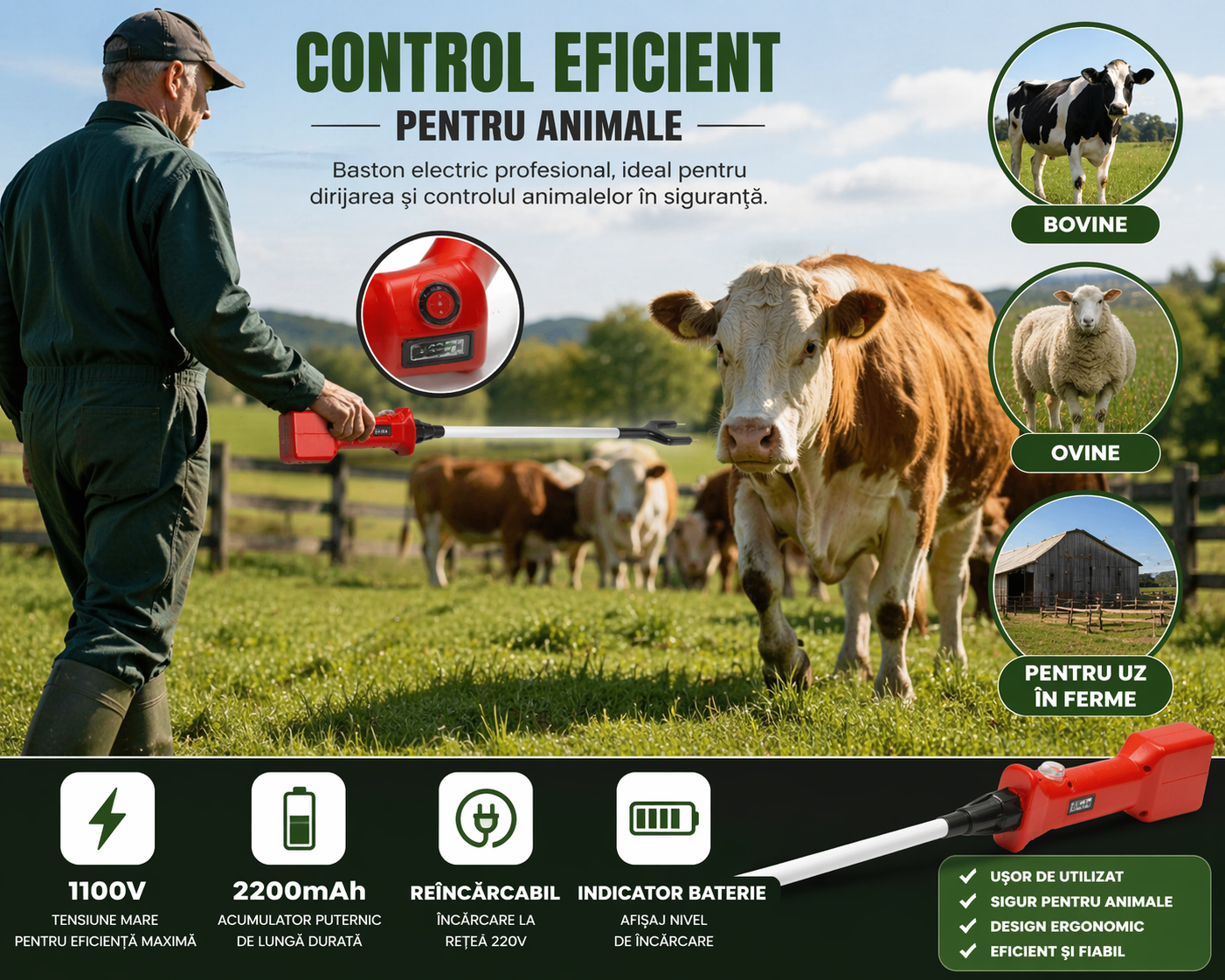 Baston electric animale 1100V Livestock Prod