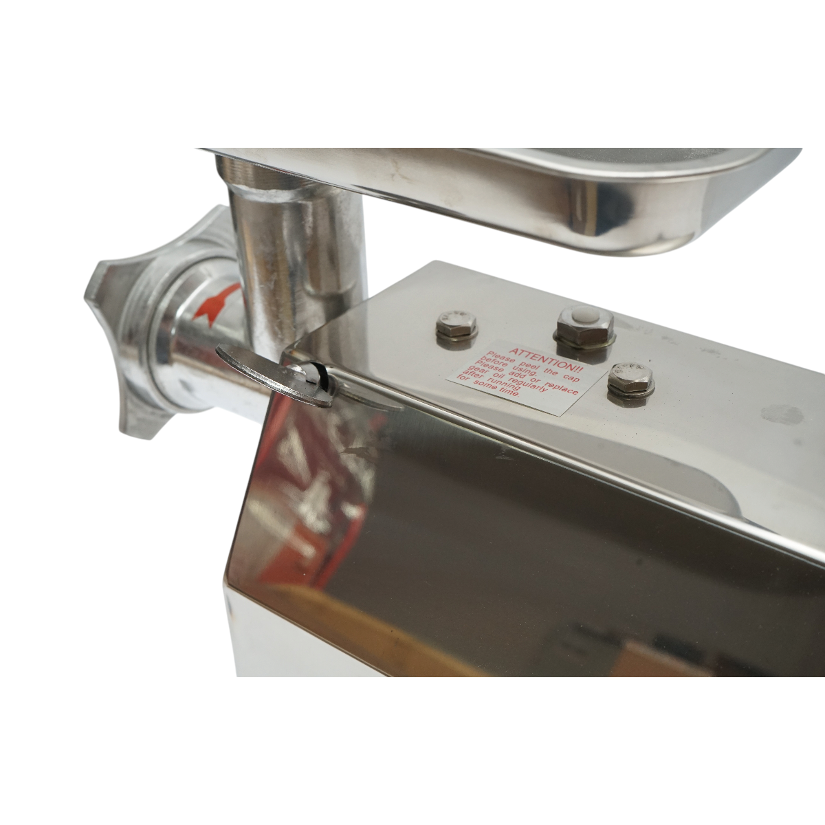 Masina de tocat carne electrica inox + aluminiu 1200W, 220V, capacitate 100 kg/h, adaptor carnati, 1 sita si 1 cutit incluse 340x185x365mm – imagine 11