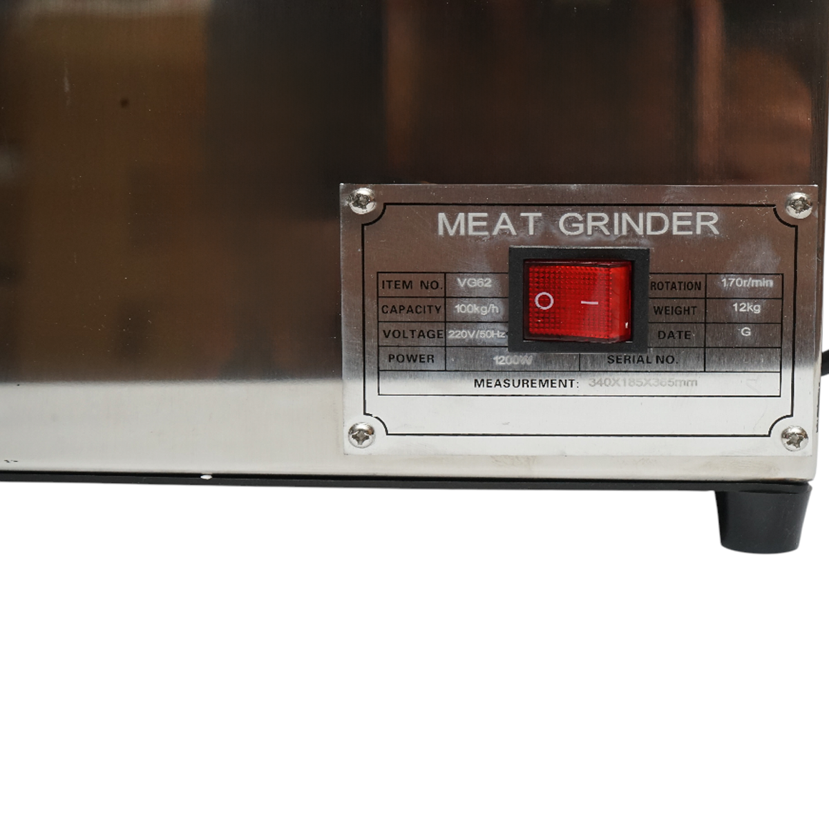 Masina de tocat carne electrica inox + otel 1200W, 220V, capacitate 100 kg/h, adaptor carnati, 1 sita si 1 cutit incluse 340x185x365mm – imagine 12