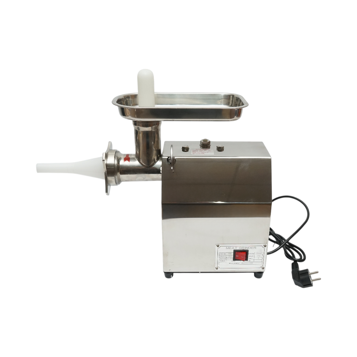 Masina de tocat carne electrica inox + otel 1200W, 220V, capacitate 100 kg/h, adaptor carnati, 1 sita si 1 cutit incluse 340x185x365mm – imagine 3