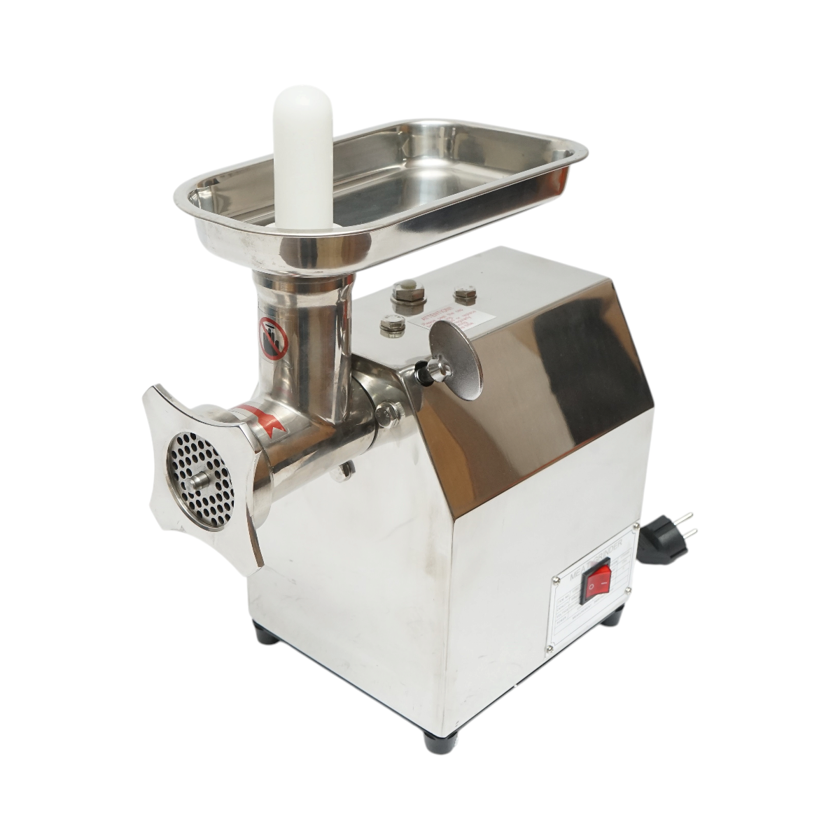 Masina de tocat carne electrica inox + otel 1200W, 220V, capacitate 100 kg/h, adaptor carnati, 1 sita si 1 cutit incluse 340x185x365mm – imagine 5