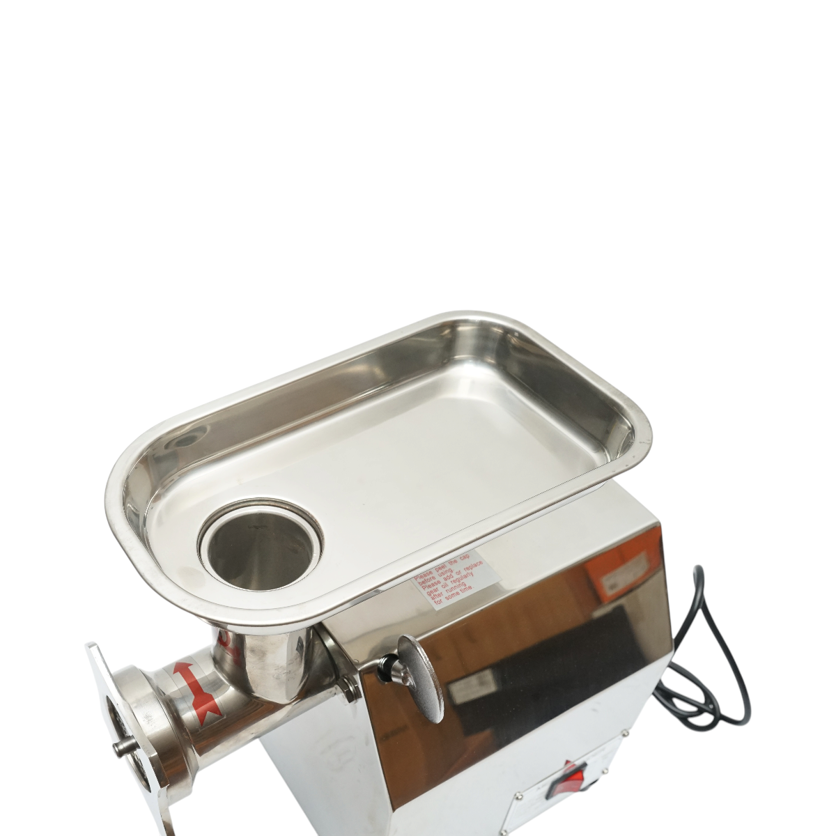 Masina de tocat carne electrica inox + otel 1200W, 220V, capacitate 100 kg/h, adaptor carnati, 1 sita si 1 cutit incluse 340x185x365mm – imagine 8