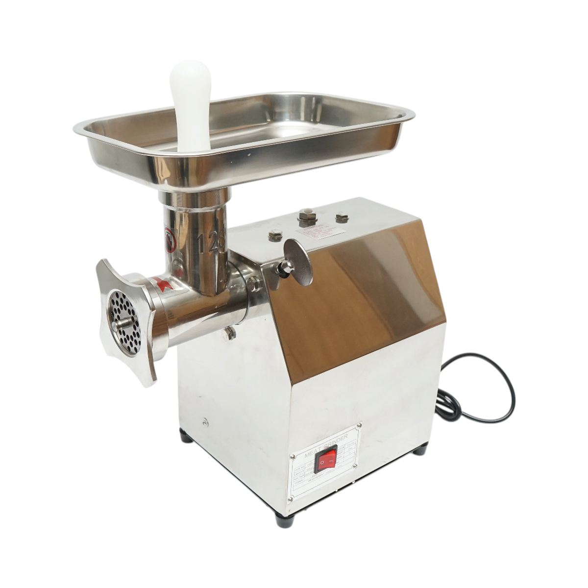 Masina de tocat carne electrica inox 1600W, 220V, capacitate 150 kg/h, adaptor carnati, 1 sita si 1 cutit incluse 380x210x415mm – imagine 4