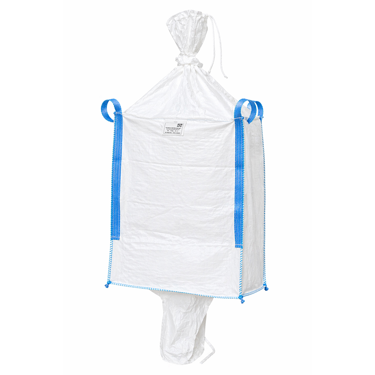 Sac big bag 95x95x160cm alb, capacitate 1000kg, tip U-Panel nelaminat, fusta incarcare, tub descarcare